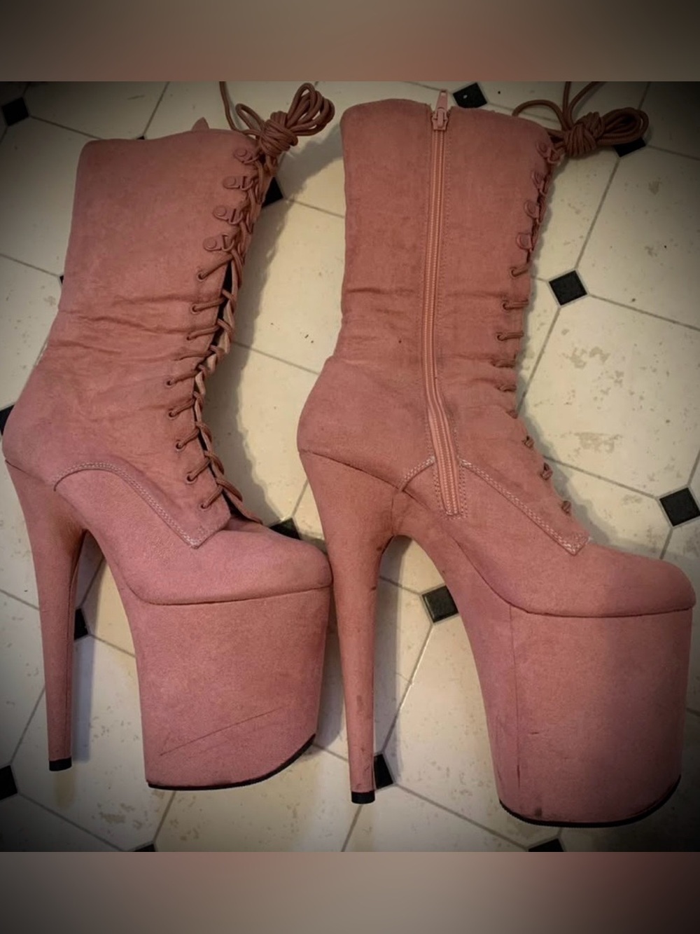 8 inch pleaser faux suede platform boots